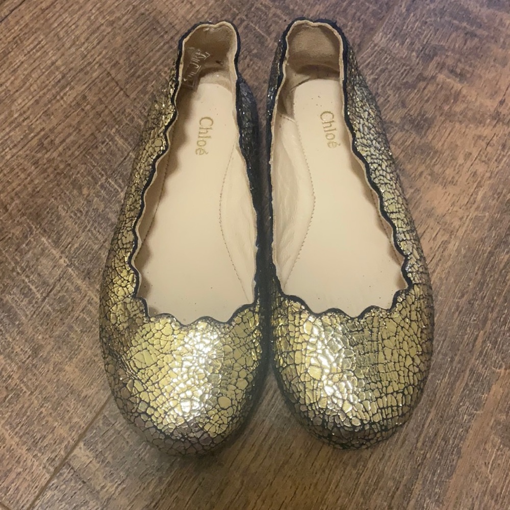 Chloe girls ballet gold party shoes